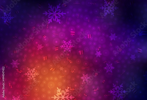 Dark Pink  Yellow vector pattern in Christmas style.