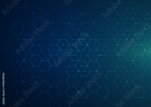 Digital technology background. Abstract hexagons background with lines and dots. Design for science, medicine or technology