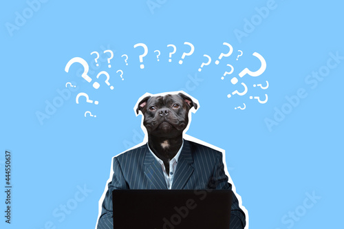 Dog headed businessman. Col...
