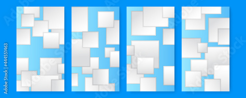 Modern blue and white square contrast abstract presentation background. Story social media template for presentation design, banner, brochure, and business card
