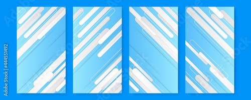 Modern blue and white line stripe contrast abstract presentation background. Story social media template for presentation design, banner, brochure, and business card