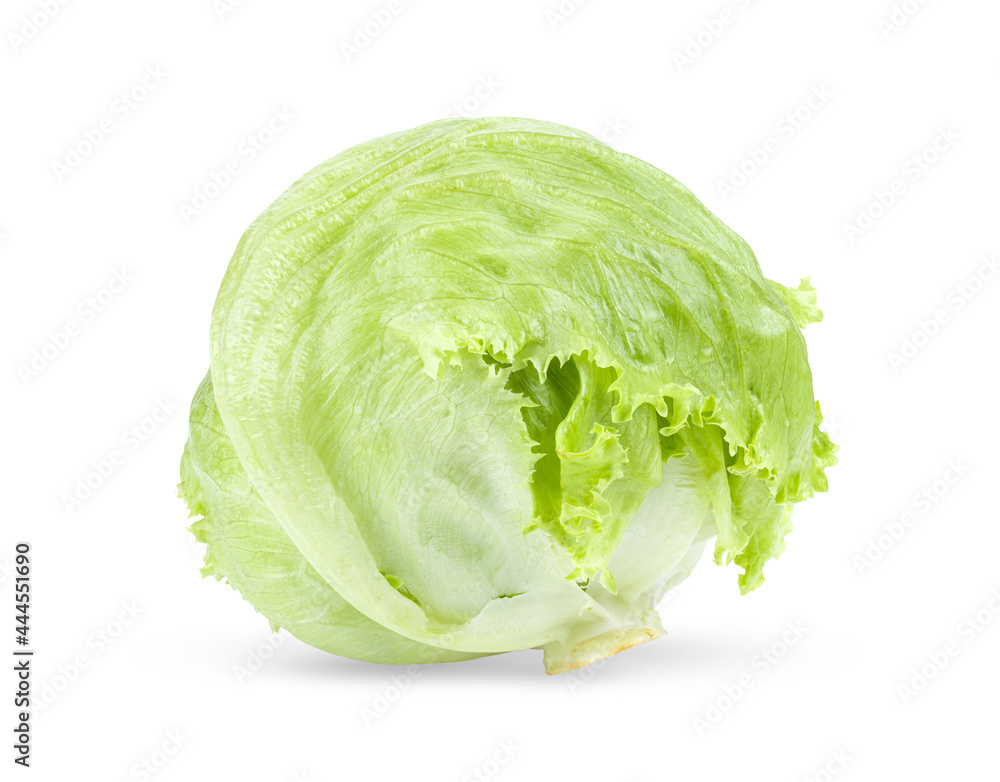 Green Iceberg lettuce on White - obrazy, fototapety, plakaty 