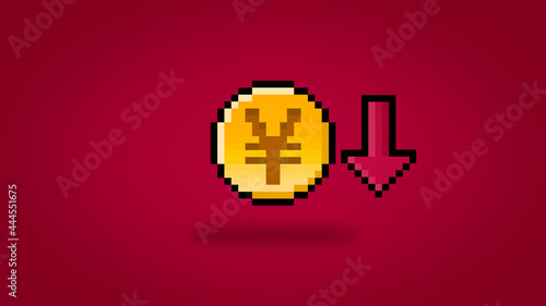 Pixel Yen, Yuan or Renminbi coin decreasing in value