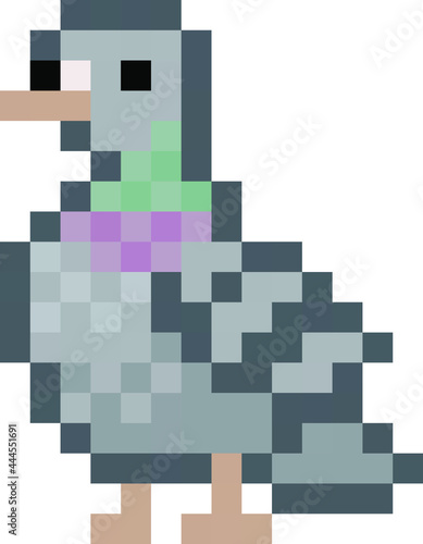 Cute pixel pigeon - vector, isolated