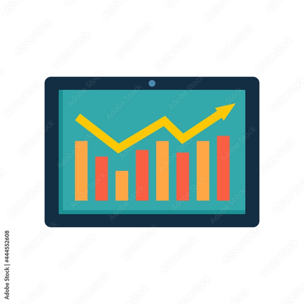 Tablet graph icon flat isolated vector Tablet graph icon flat isolated vector