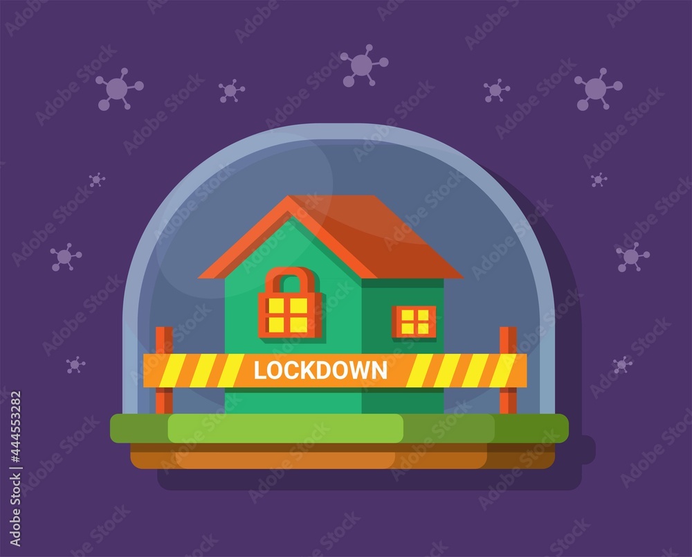 Lockdown stay at home with safety from virus pandemic symbol illustration vector 