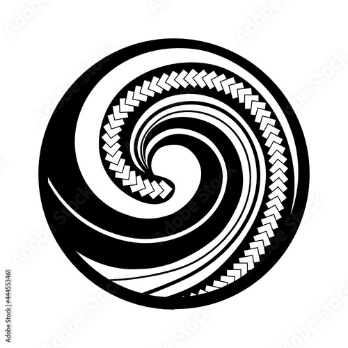 Koru. Maori symbol is a spiral shape based on silver fern frond photo