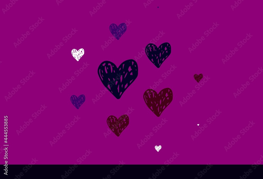 Light Pink, Red vector background with hearts.