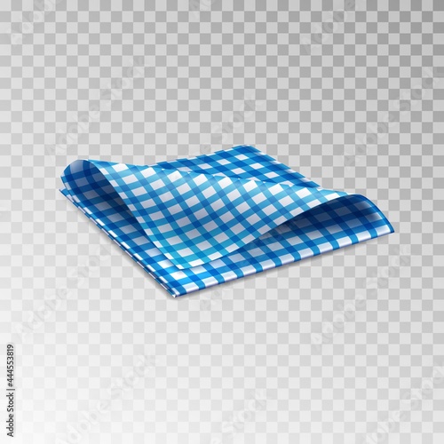 Tableware. A napkin is on the table. Abstract vector illustration of a napkin with a curved end on a gray background. A sketch for creativity.