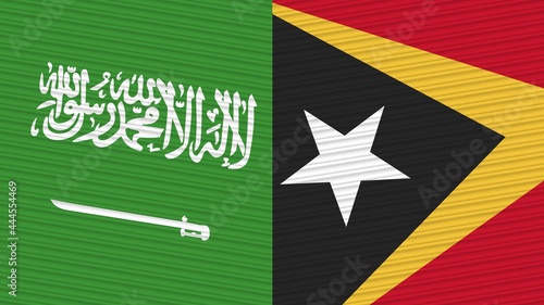 Dominician Republic and Saudi Arabia Flags Together Fabric Texture Illustration Background photo