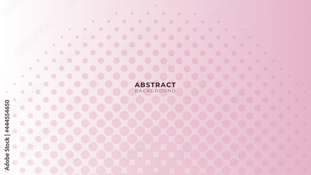 Pink and white gradient geometric abstract presentation background with halftone shapes and dots. Minimal concept background