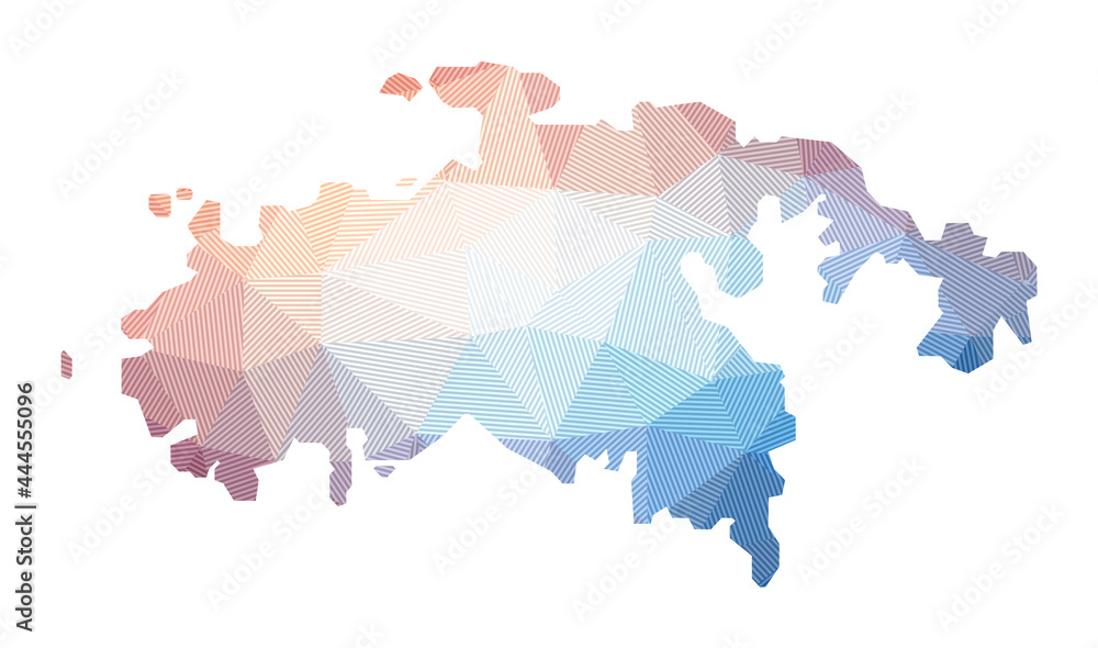Map of Saint John. Low poly illustration of the island. Geometric design with stripes. Vector illustration. Map of Saint John. Low poly illustration of the island. Geometric design with stripes. Vector illustration.