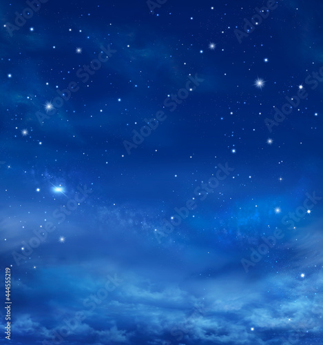 Night sky with stars, beautiful blue background