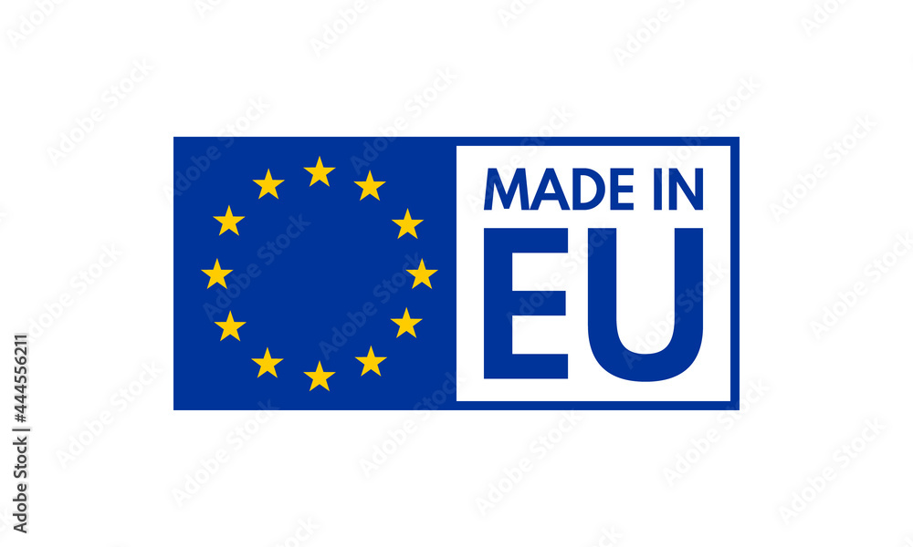 made in europe, vector emblem with eu flag