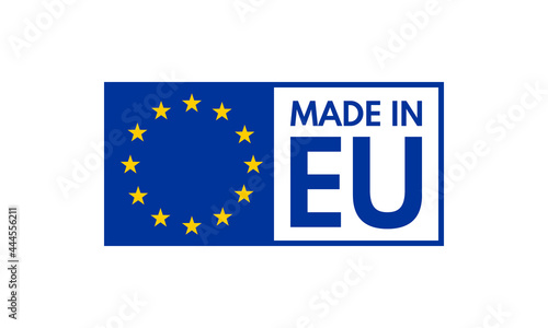 made in europe, vector emblem with eu flag photo