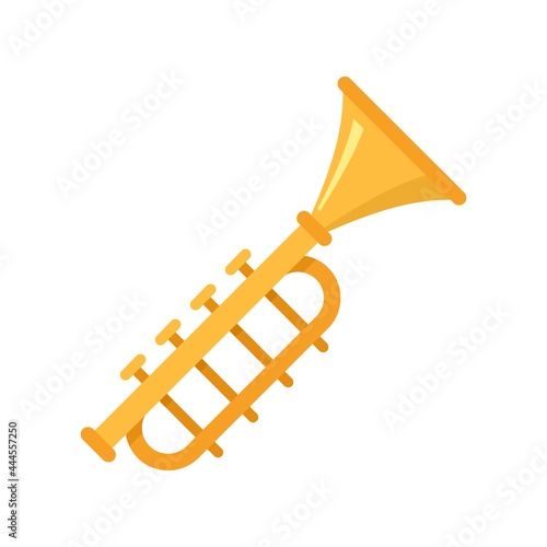 Gold trumpet icon flat isolated vector