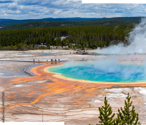 Grand Prismatic Spring in Yellowstone National Park with vivid colors