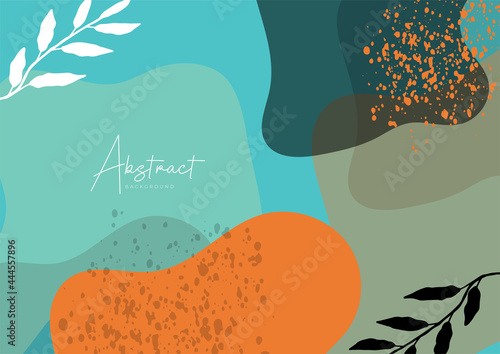 Modern minimalist abstract leaves illustration pattern. Creative collage contemporary seamless pattern. Fashionable template for design. Bohemian style.