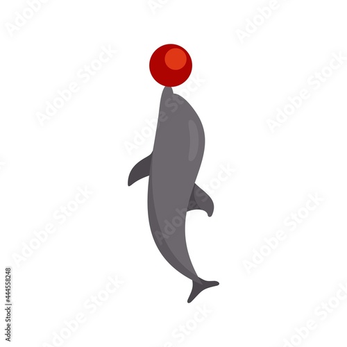 Dolphin with ball icon flat isolated vector