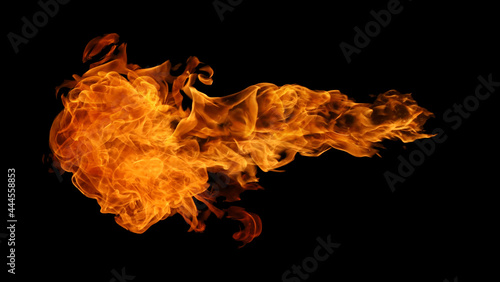 Fire and burning flame isolated on dark background for graphic design © Akarawut