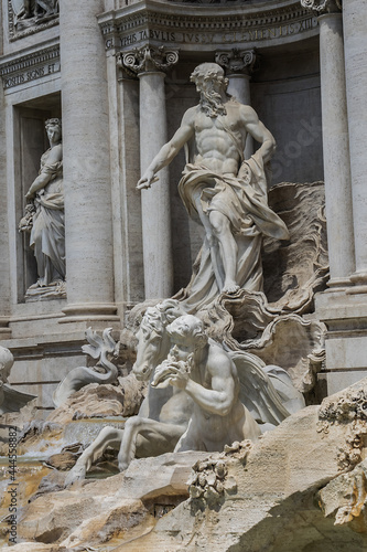 Trevi Fountain (1762) - most famous and arguably the most beautiful fountain in all of Rome. Impressive monument dominates the small Trevi Square. Rome, Italy.