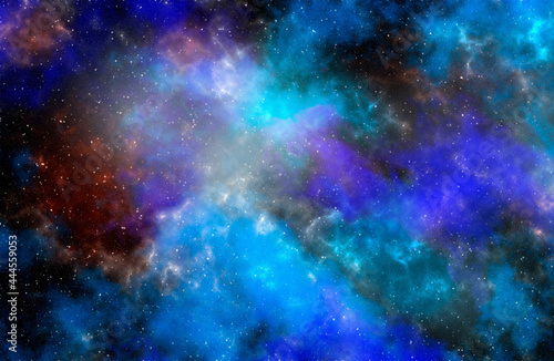 Fototapeta Naklejka Na Ścianę i Meble -  Space background with stardust and shining stars. Realistic cosmos and color nebula. Colorful galaxy. 3d illustration
