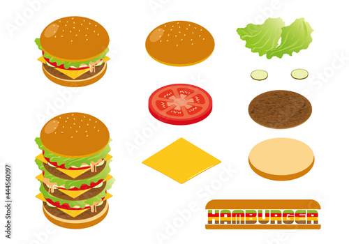 ハンバーガー材料のイラスト