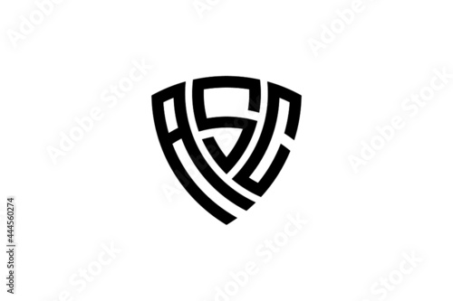 ASC creative letter shield logo design vector icon illustration