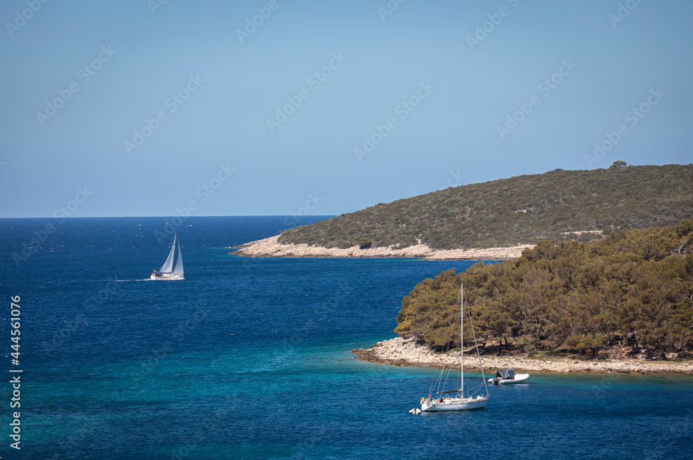 Sailing near island Solta, Croatia, Europe