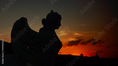 Chimera statue in the Belvedere Palace in Vienna in the sunset