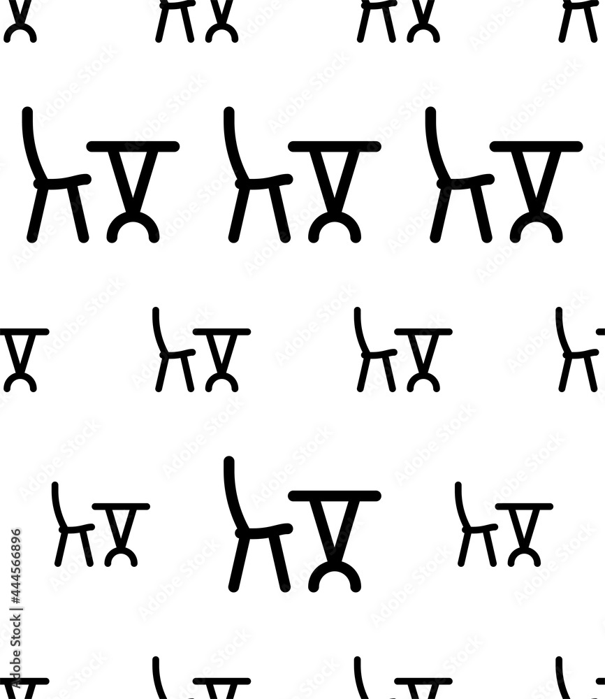 Table Chair Icon Seamless Pattern, Furniture Icon Table Chair Icon Seamless Pattern, Furniture Icon