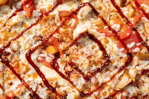 pizza background  with sausage and sauce