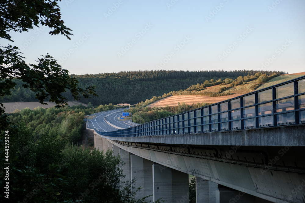 German Bridge and Autobahn over the valley in the summer.
