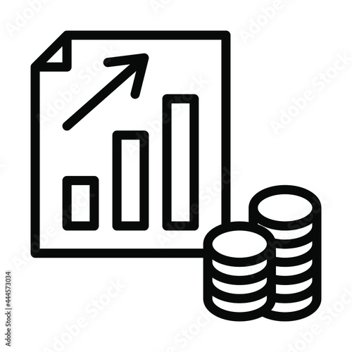 Finance productivity graph flat line icons set. Graph of decline with money sign. Dividends. Return on investment chart. Decrease in profit. Simple flat vector illustration for store, web site