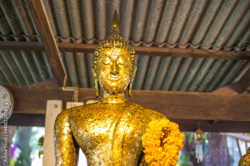 Photography Background of old Buddha statues in Thai religious attractions in Chonburi Province, allowing tourists to study their history and take public photos