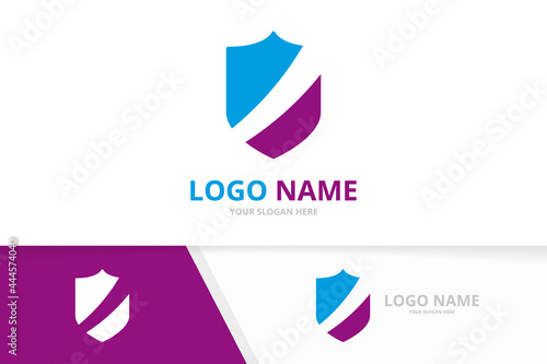 Shield logo design template. Defense, security and safety logotype