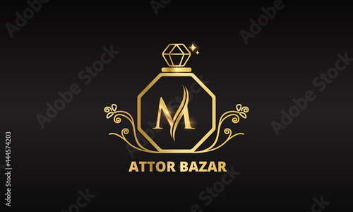 Perfume logo design unique letter m template