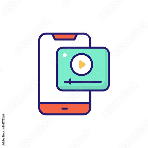 Viral Video vector flat outline fill icon style illustration. EPS 10