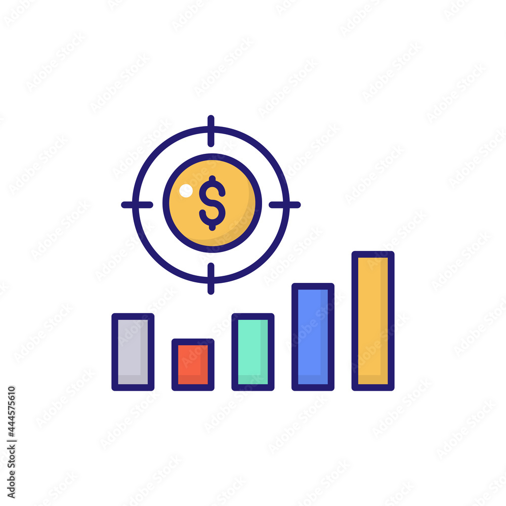Sales Target vector flat outline fill icon style illustration. EPS 10 Sales Target vector flat outline fill icon style illustration. EPS 10