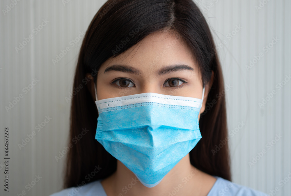 Portrait of Asian woman patient in the hospital. Concept of Staying up and resting in the hospital Portrait of Asian woman patient in the hospital. Concept of Staying up and resting in the hospital
