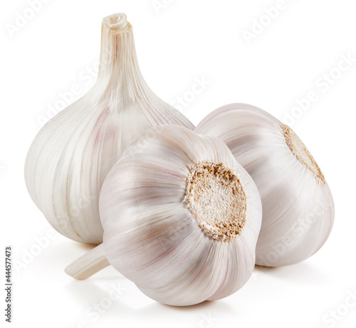 Fresh organic garlic. Garlic isolated on white background. Garlic Clipping path.