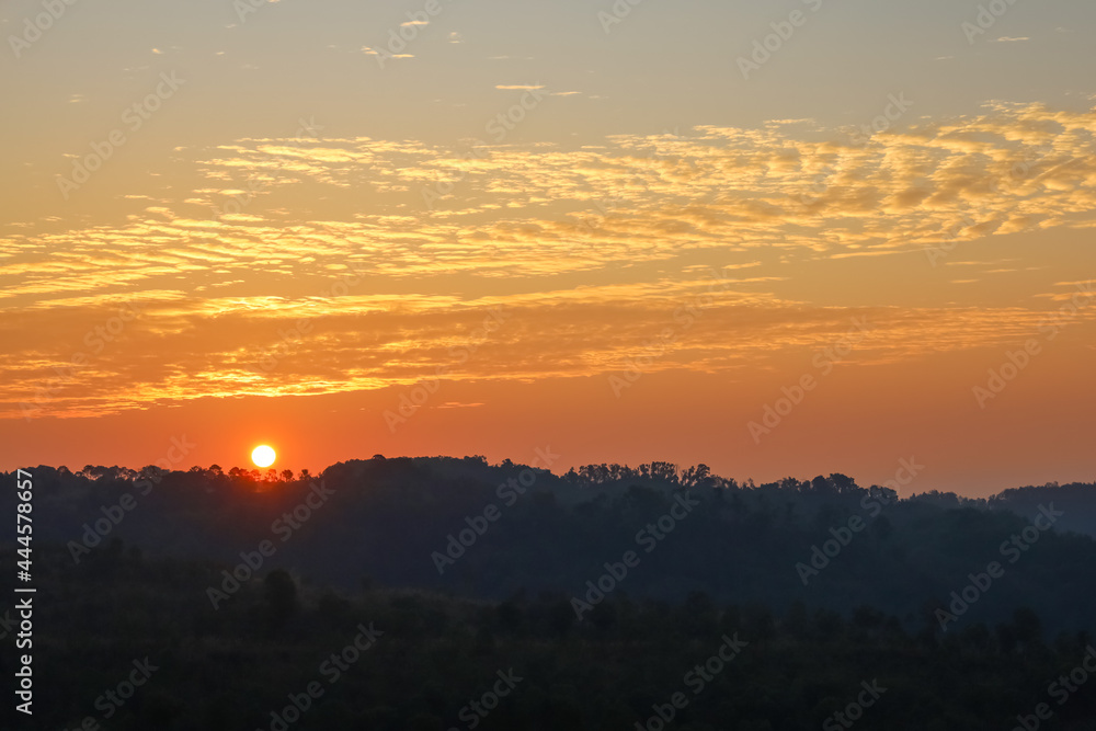 The morning time and view of landscape mountain at khao kho in thailand