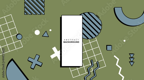 Modern abstract background with pastel green memphis elements and retro-themed posters, banners and website landing pages. Memphis style covers. Collection of cool bright covers. Abstract shapes