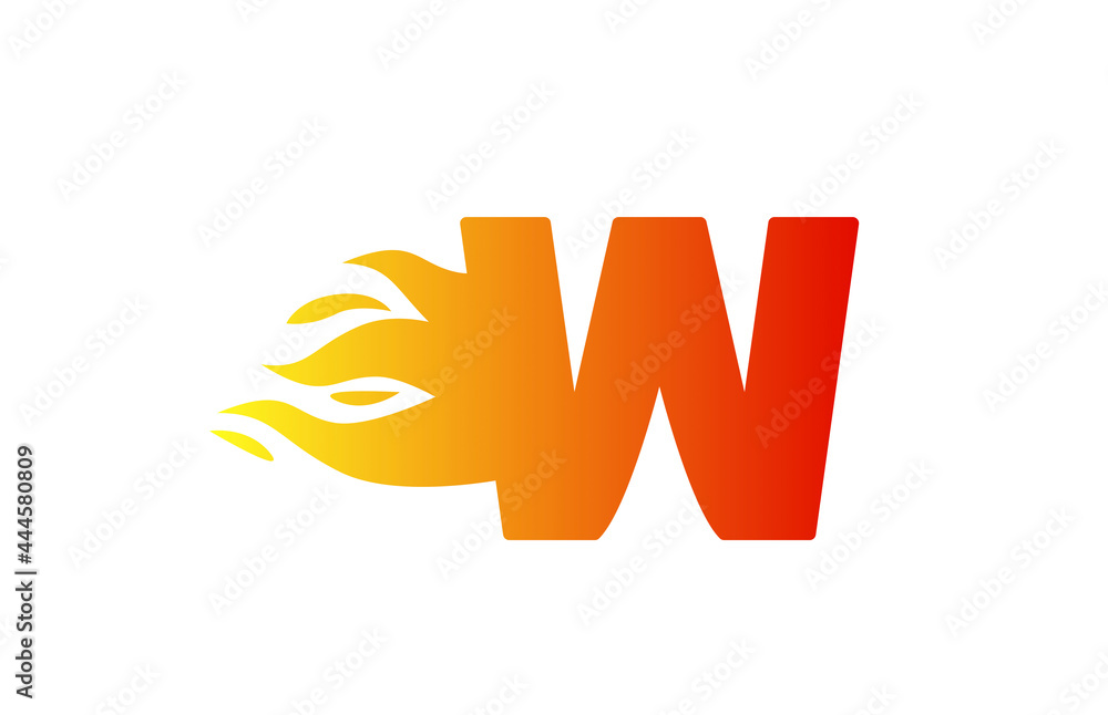 fire W alphabet letter icon for company. Red flames design suitable for ...