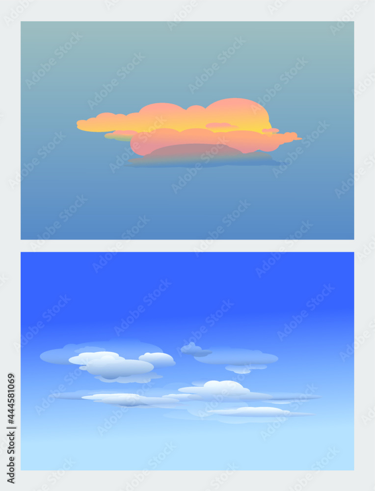Fototapeta premium Vector background image of the sunset sky and the sky with clouds
