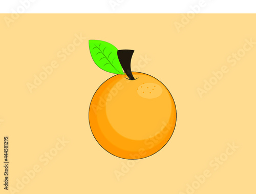This is a vector illustration of an orange. on a light orange background