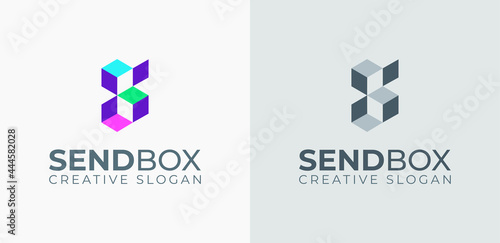 Letter S send box colorful logo template