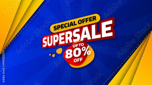 Sale banner template design with geometric background , Big sale special offer up to 80% off. Super Sale, end of season special offer banner. vector illustration.