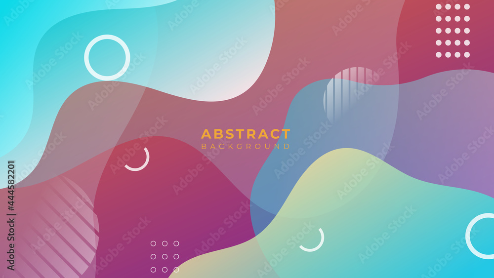 Colorful abstract wave geometric background with Memphis style. Gradient flowing geometric pattern background texture for poster cover design. Minimal color abstract gradient banner template.