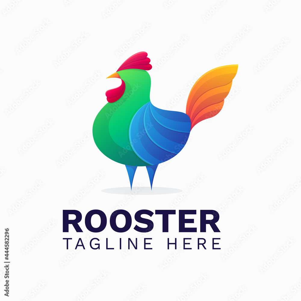 Colorful rooster gradient logo template Colorful rooster gradient logo template
